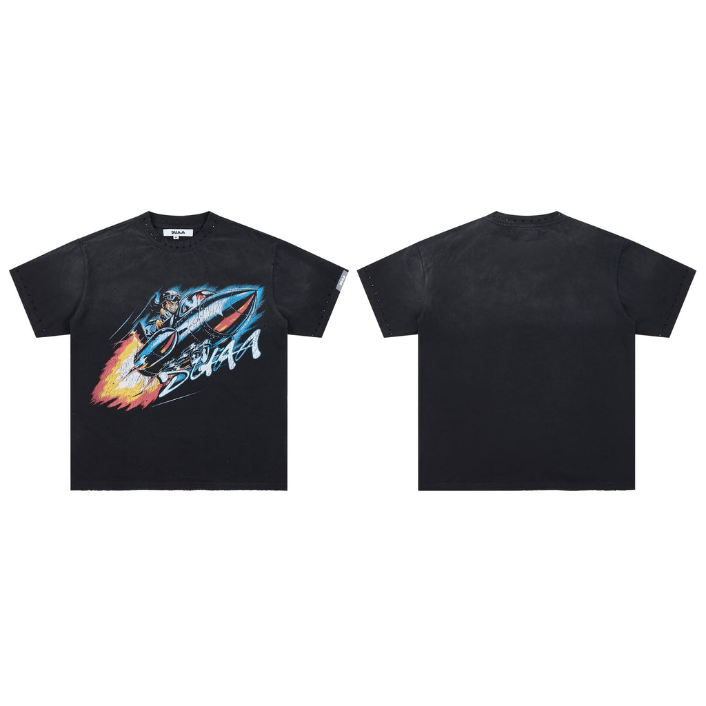 DUAA Space Rocket Astronaut Distressed Retro Graphic Tee