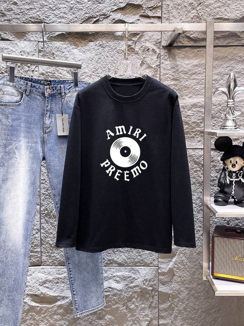 AMIRI Preemo Record Graphic Long‑Sleeve Tee, White