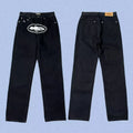 Corteiz Alcatraz Island Front Logo Heavyweight Denim Pants - Black